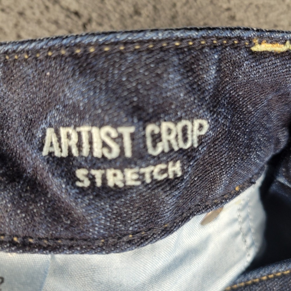 American Eagle Jeans Womens 12 Blue Artist Crop Stretch Dark Wash Mid Rise Denim - Picture 4 of 8